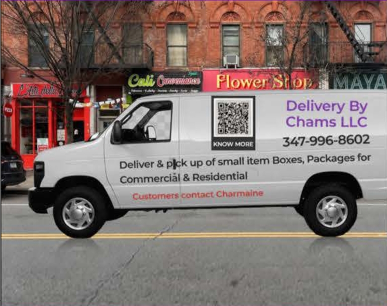 Delivery By Chams LLC van providing local courier service in the Bronx